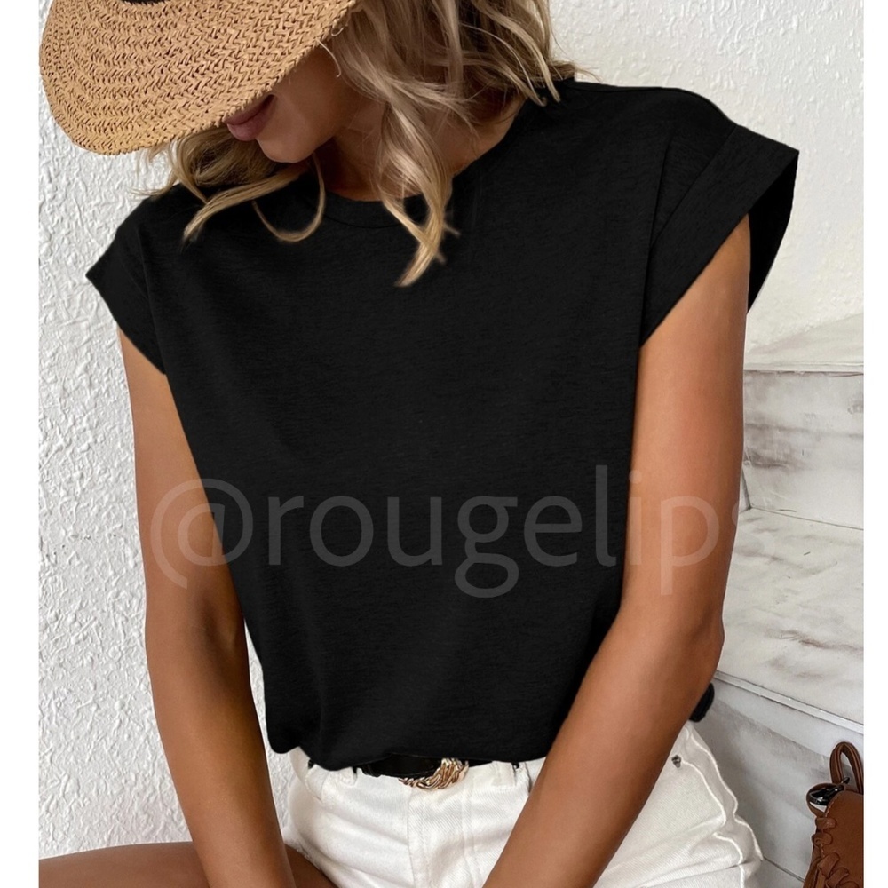 Black Crew Neck Muscle Tee Top